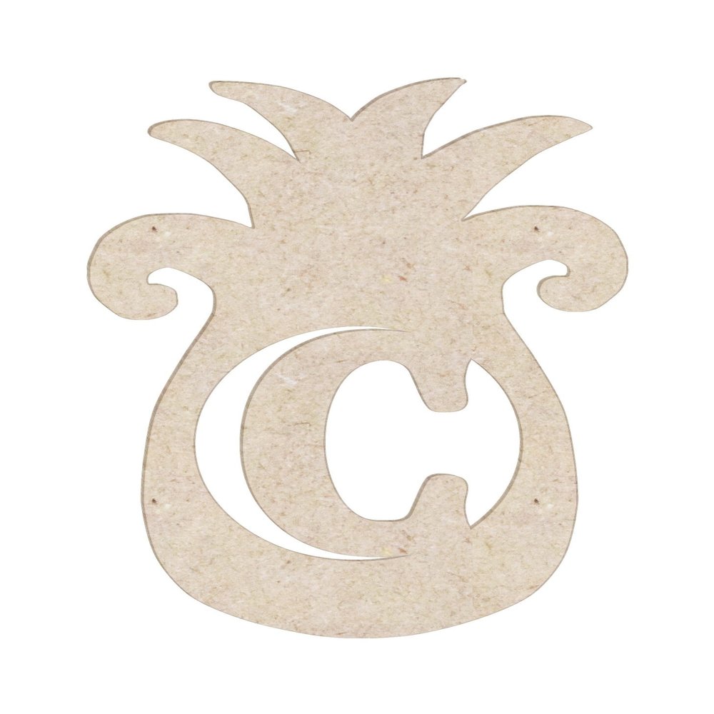 16" Pineapple Monogram Letter Unfinished Wood Initial C (Sizes 12"-30")