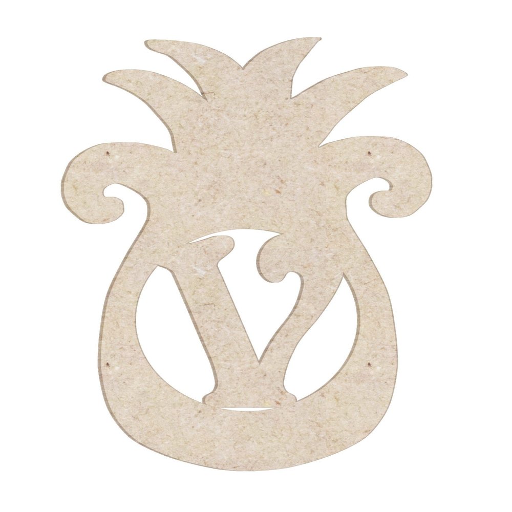 20" Pineapple Monogram Letter Unfinished Wood Initial V (Sizes 12"-30")