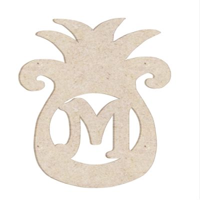 12" Pineapple Monogram Letter Unfinished Wood Initial M (Sizes 12"-30")