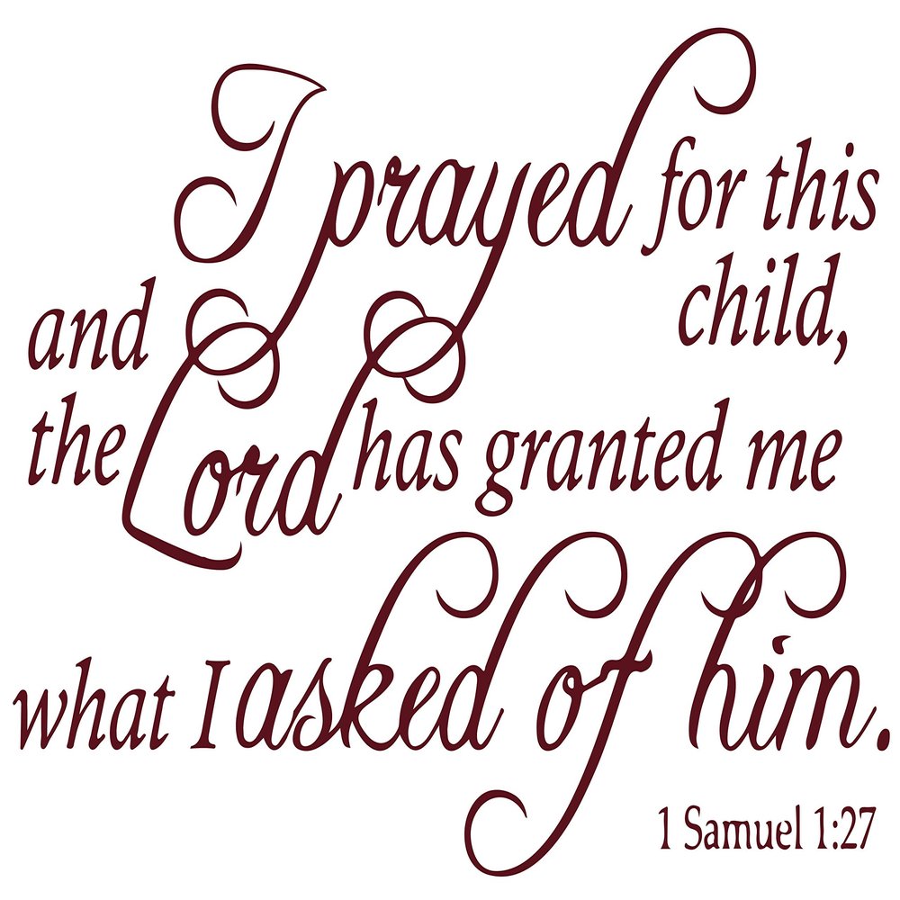 Omega Products Corporation 1 Samuel 1:27 - I Prayed for This Child, and Vinyl Decal Sticker Quote - Medium - Burgundy