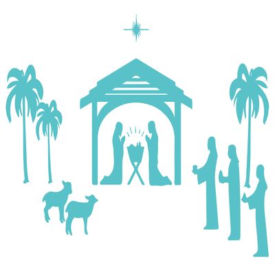 Omega Products Corporation Nativity Scene Vinyl Decal Sticker - Large - Turquoise