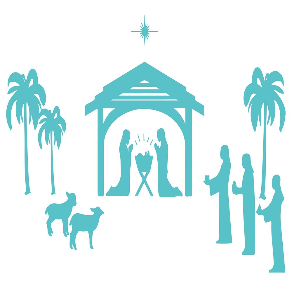Omega Products Corporation Nativity Scene Vinyl Decal Sticker - Large - Turquoise