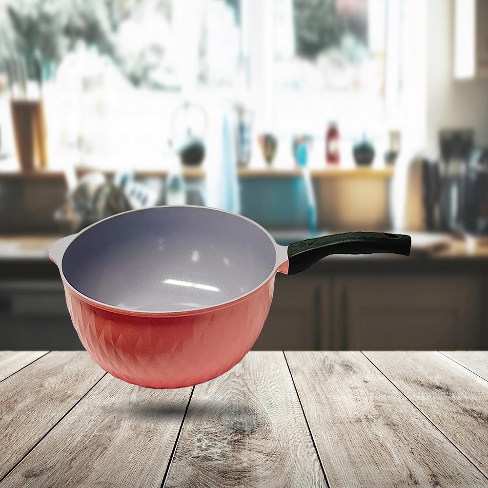 13.5" Non Stick Ceramic Frying Wok Pan Interior Exterior Pan, Made In Korea