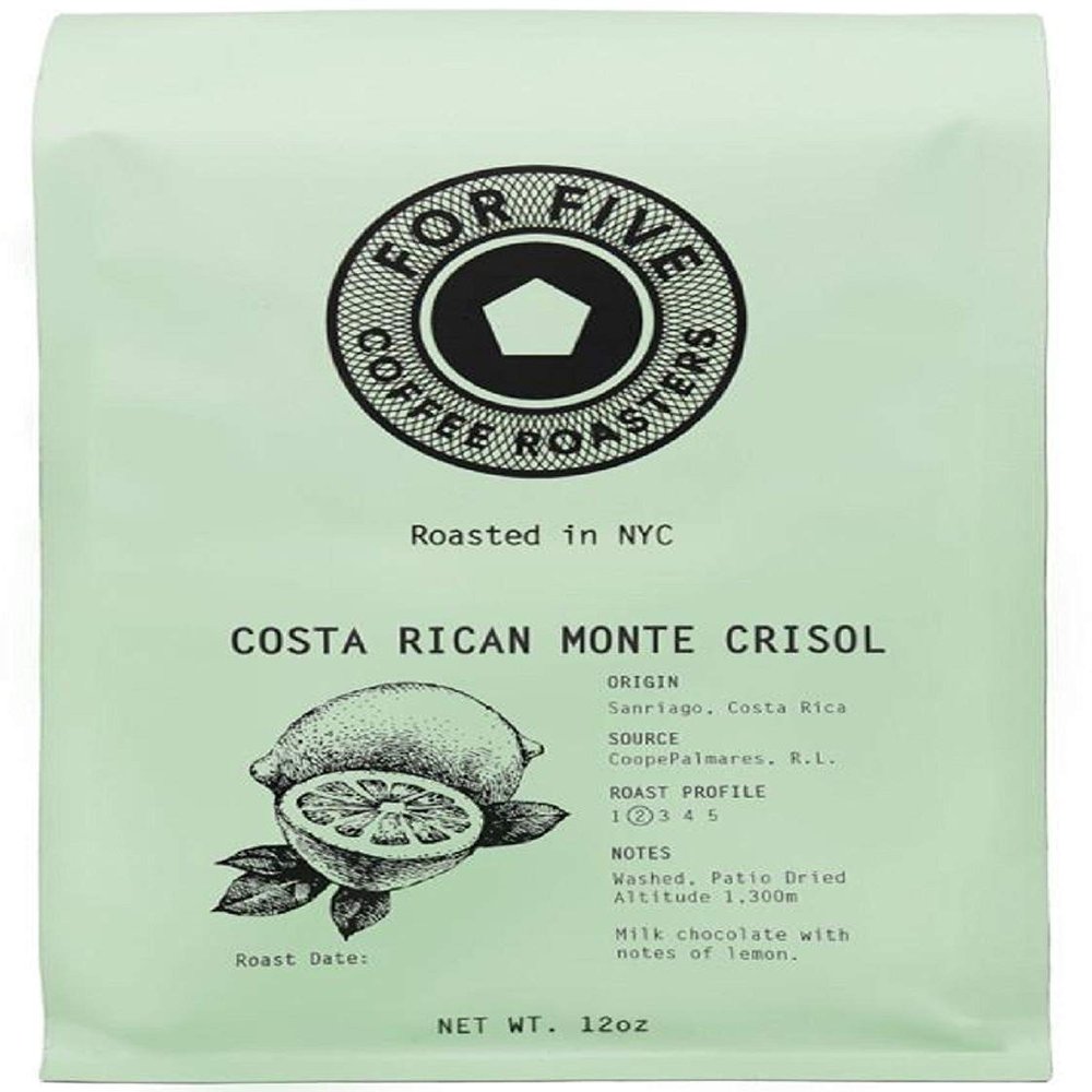 For Five Coffee Roasters Costa Rica Monte Crisol Whole Bean 12oz
