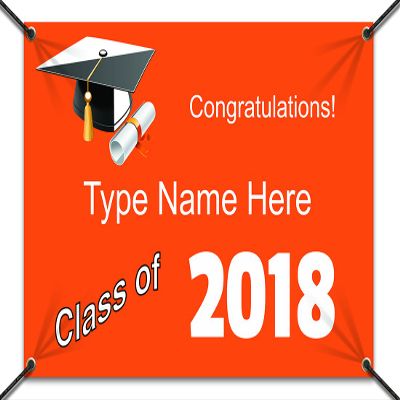 Graduation Banner- Orange (3ft x 2ft)
