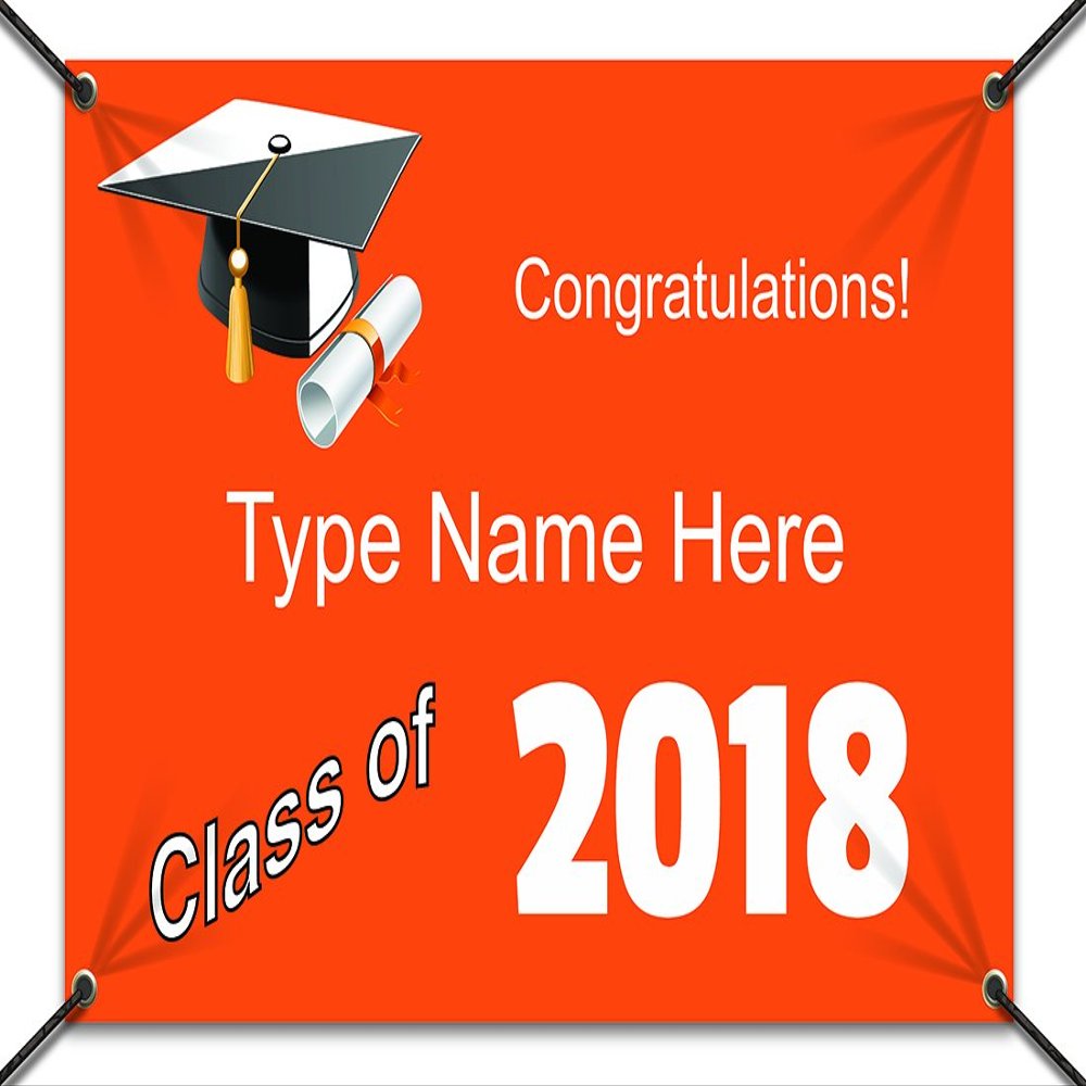 Graduation Banner- Orange (3ft x 2ft)