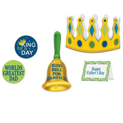 Pack of 6 Yellow and Green Father's Day Crown Kit Handheld and Wearable Accessories 9"