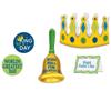 Pack of 6 Yellow and Green Father's Day Crown Kit Handheld and Wearable Accessories 9" view 1