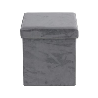 Deco 79 Polyester Square Storage Stool, 17" x 15" x 15", Gray
