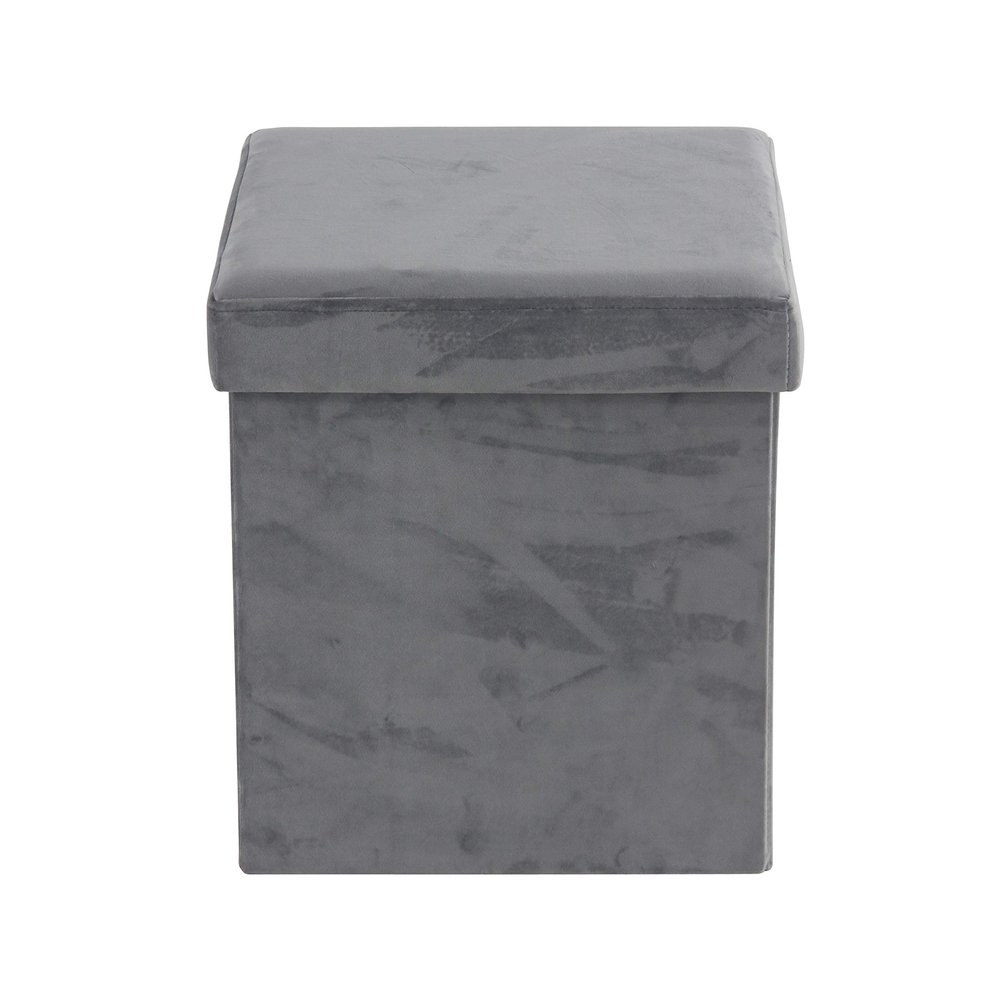 Deco 79 Polyester Square Storage Stool, 17" x 15" x 15", Gray