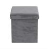 Deco 79 Polyester Square Storage Stool, 17" x 15" x 15", Gray view 1