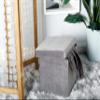 Deco 79 Polyester Square Storage Stool, 17" x 15" x 15", Gray view 2