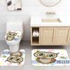 Amagical 4 Pieces Owl Shower Curtain Set Bathroom Mat Set, Funny Cartoon Owl and A Butterfly on A Floral Background with Hello Message Image Bath Mat Contour Mat Toilet Cover Shower Curtain view 3