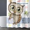 Amagical 4 Pieces Owl Shower Curtain Set Bathroom Mat Set, Funny Cartoon Owl and A Butterfly on A Floral Background with Hello Message Image Bath Mat Contour Mat Toilet Cover Shower Curtain view 4