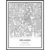 Orlando map poster print | Modern black and white wall art | Scandinavian home decor | Florida City prints artwork | Fine art posters 20x30 view 1