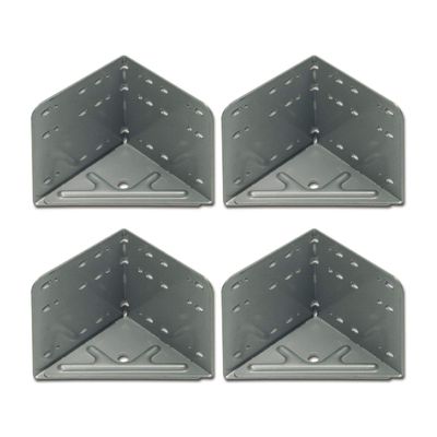 VASALAT Silver Grey Bed Angle Corner Connectors, Set of 4 Bed Connectors for Extremely Stable Bed Frame Fixing, Steel, Set of 4