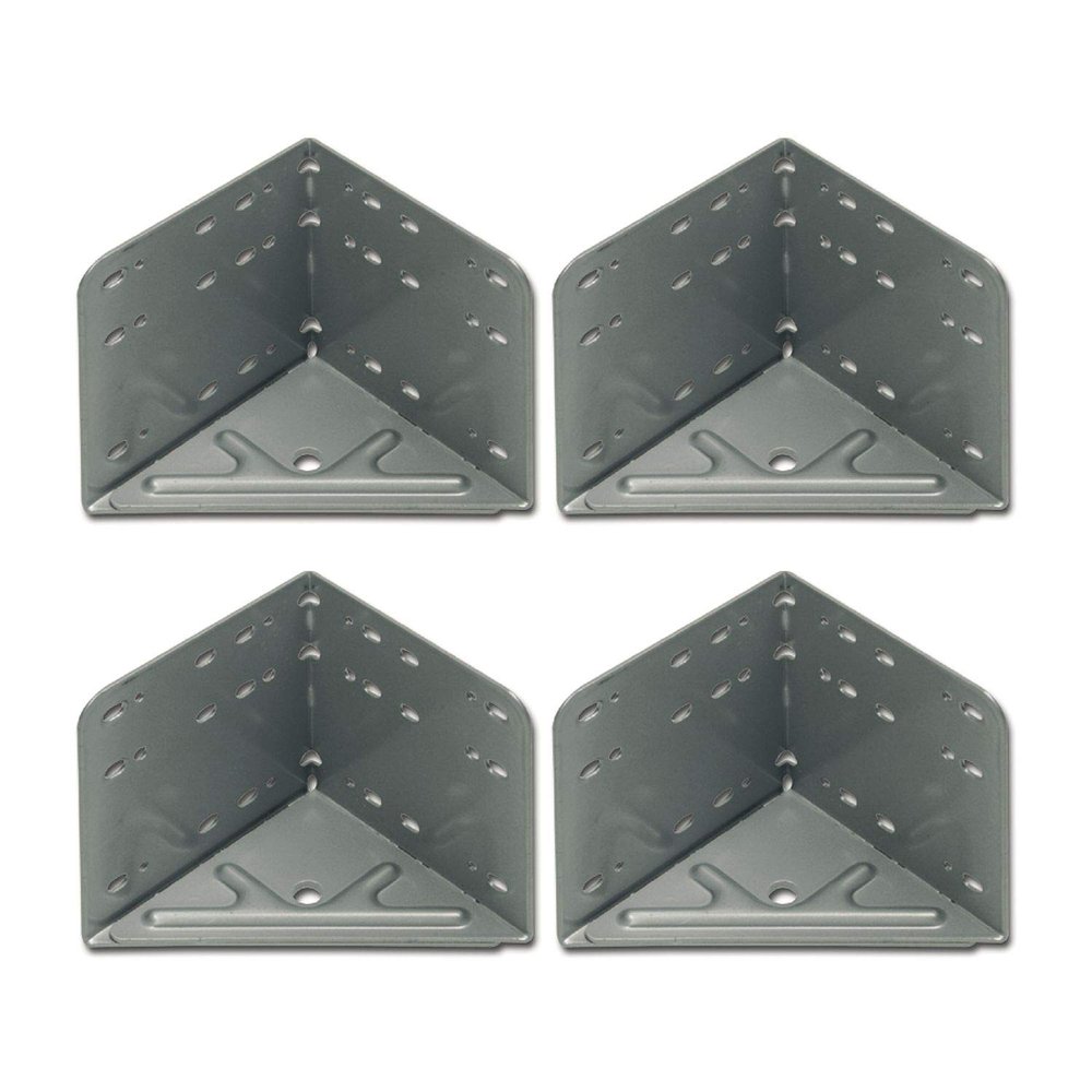 VASALAT Silver Grey Bed Angle Corner Connectors, Set of 4 Bed Connectors for Extremely Stable Bed Frame Fixing, Steel, Set of 4
