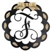 Letter F - Monogrammed Door Hanger | Mom Gift | Black and Burlap Everyday Year Letter Door Hanger view 1