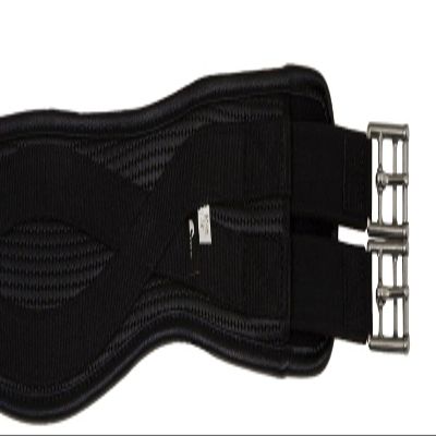 Horse Fare Products PVC Contoured English Girth with Double Elastic (Black, 42")