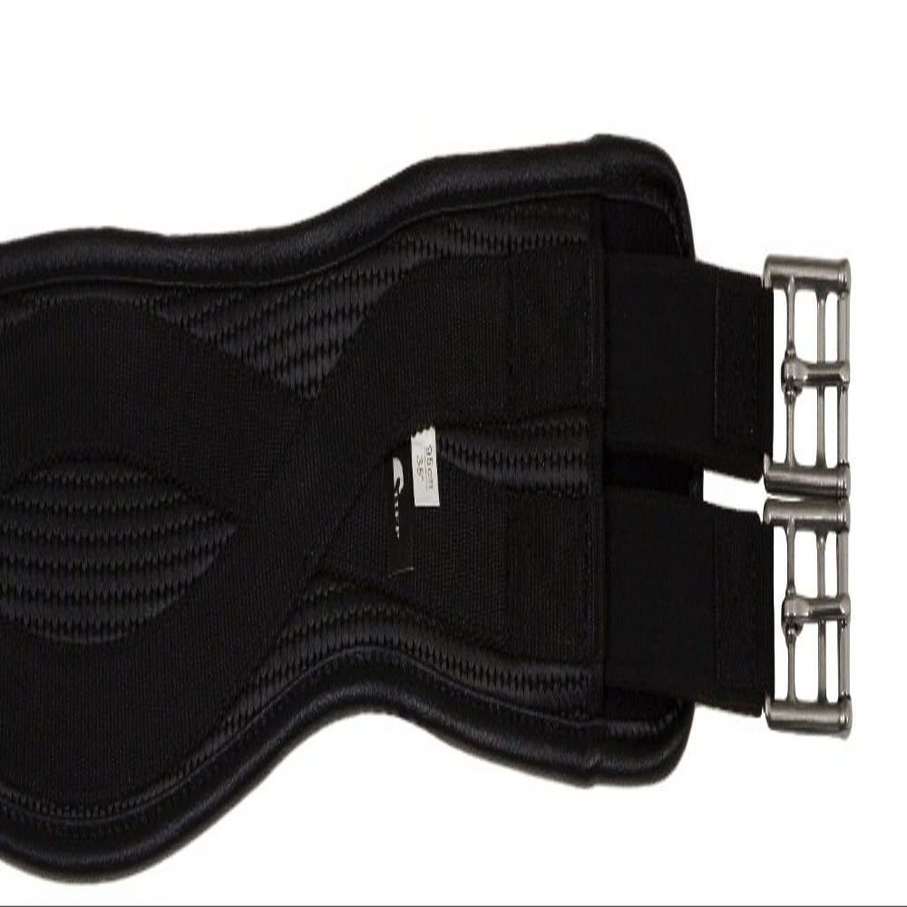 Horse Fare Products PVC Contoured English Girth with Double Elastic (Black, 42")