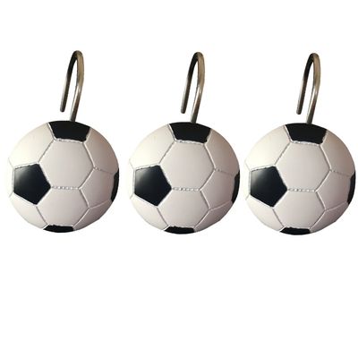 Doupoo Home Decorative Soccer Shower Curtain Hooks Set of 12 (Soccer) 11