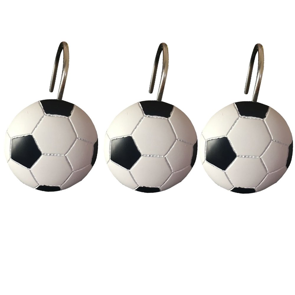 Doupoo Home Decorative Soccer Shower Curtain Hooks Set of 12 (Soccer) 11