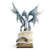 Large Blue Dragon Standing On an Open Ancient Book view 2