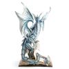 Large Blue Dragon Standing On an Open Ancient Book view 4
