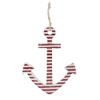 15.75" Red and White Striped Nautical Anchor with Hanging Rope Wall Art view 1