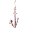 15.75" Red and White Striped Nautical Anchor with Hanging Rope Wall Art view 2