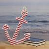 15.75" Red and White Striped Nautical Anchor with Hanging Rope Wall Art view 3