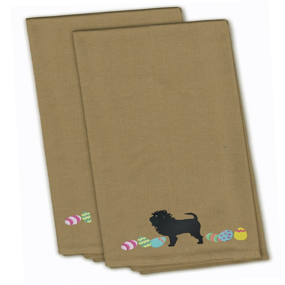 Caroline's Treasures CK1591TNTWE Affenpinscher Easter Tan Embroidered Towel Set of 2 Decorative Bathroom Guest Hand Towel for Hand, Face, Tea, Dishcloth, 19 X 25, Tan