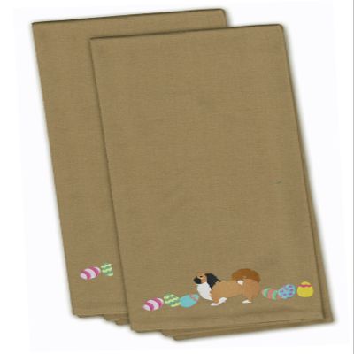 Caroline's Treasures CK1667TNTWE Pekingese Easter Tan Embroidered Towel Set of 2 Decorative Bathroom Guest Hand Towel for Hand, Face, Tea, Dishcloth, 19 X 25, Tan