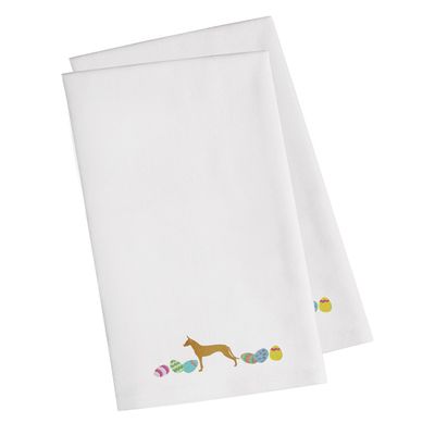 Caroline's Treasures CK1668WHTWE Pharaoh Hound Easter White Embroidered Towel Set of 2 Decorative Bathroom Guest Hand Towel for Hand, Face, Tea, Dishcloth, 19 X 25, White