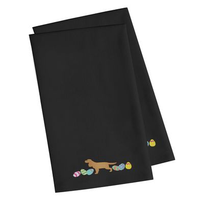 Caroline's Treasures CK1637BKTWE English Cocker Spaniel Easter Black Embroidered Towel Set of 2 Decorative Bathroom Guest Hand Towel for Hand, Face, Tea, Dishcloth, 19 X 25, Black