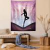 Ambesonne Contemporary Tapestry, Silhouette of Ballerina Performing on Abstract Backdrop Magic Dance Fine Arts, Wall Hanging for Bedroom Living Room Dorm Decor, 60" X 80", Purple Black view 1