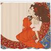 Ambesonne Art Nouveau Shower Curtain, Antique Woman in an Old Fashioned Medieval Dress Floral Rich Framework Print, Cloth Fabric Bathroom Decor Set with Hooks, 69" W x 70" L, Vermilion Blue view 2