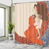 Ambesonne Art Nouveau Shower Curtain, Antique Woman in an Old Fashioned Medieval Dress Floral Rich Framework Print, Cloth Fabric Bathroom Decor Set with Hooks, 69" W x 70" L, Vermilion Blue view 4