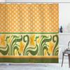 Ambesonne Art Nouveau Shower Curtain, Fresco Ornament Geometric Pattern with Exotic Daffodil Floral Border, Cloth Fabric Bathroom Decor Set with Hooks, 69" W x 84" L, Orange Yellow Green view 1