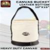 Graintex CB2112 Utility Canvas Bucket Leather Bottom 15" X 10" Rip-Stop Canvas Webbing Handle view 2