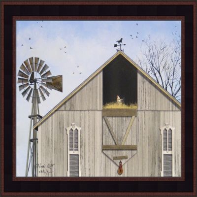 Winds Aloft by Billy Jacobs 15x19 Weathered Barn Windmill Horse Weathervane Hayloft Chicken Framed Art Print Picture