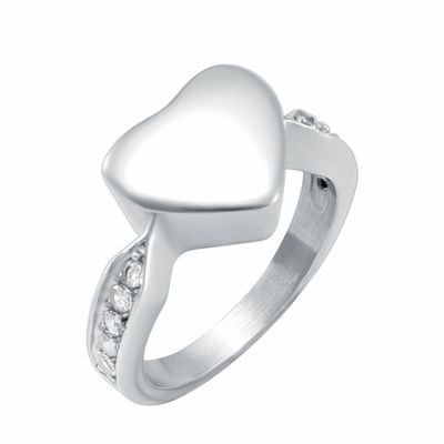 Oinsi Size (6,7,8,9) Inlay Zircon Band Ring Engravable Stainless Steel Heart Cremation Ring Jewelry For Ashes (6#)