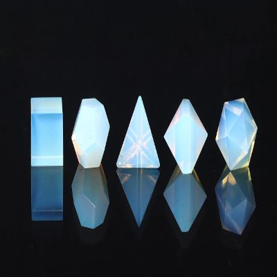 Crocon Opalite 5Pcs Platonic Solids Crystal Geometry Set, Platonic Solids Sacred Geometric Stones for Meditation Reiki Balancing Healing Chakra Stone Cleansing Spiritual Good Luck (15-20 mm)