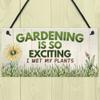 RED OCEAN Gardening So Exciting Funny Novelty Hanging Sign Plaque Friendship Gift Gardening Sign view 2