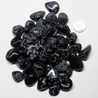 StarStuff.Rocks Natural Authentic Tumbled Stone By The Pound for Crafts, Decoration, Fairy Gardens, & More! (Snowflake Obsidian)