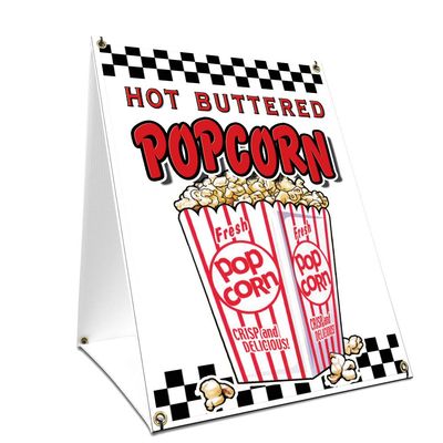 A-Frame Sidewalk Popcorn Sign with Graphics On Each Side | 24" X 36" Print Size