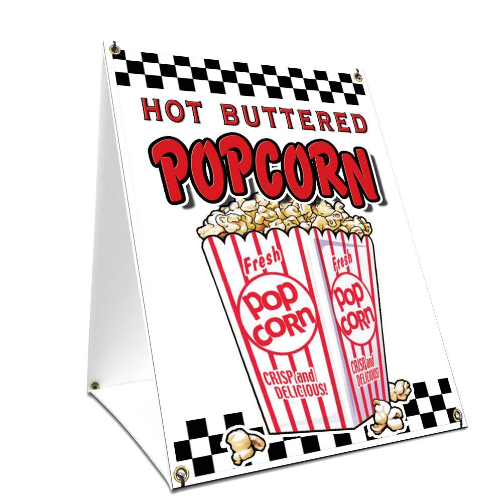 A-Frame Sidewalk Popcorn Sign with Graphics On Each Side | 24" X 36" Print Size