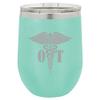 12 oz Double Wall Vacuum Insulated Stainless Steel Stemless Wine Tumbler Glass Coffee Travel Mug With Lid OT Occupational Therapy Therapist (Teal) view 1