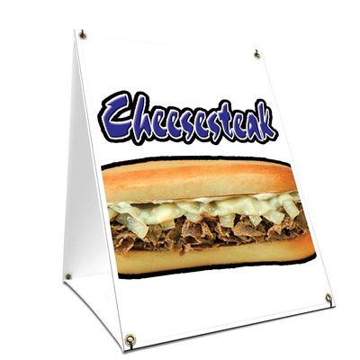 A-Frame Sidewalk Cheesesteak Sign with Graphics On Each Side | 18" X 24" Print Size