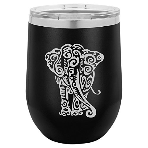 12 oz Double Wall Vacuum Insulated Stainless Steel Stemless Wine Tumbler Glass Coffee Travel Mug With Lid Boss Lady Fuel (Hot-Pink)